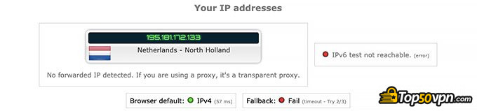 Avast SecureLine VPN review: IP leak test.
