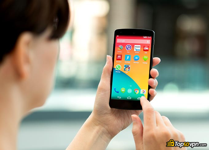 Best VPN for Android: a girl using an Android phone.