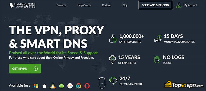 ibVPN review: front page.
