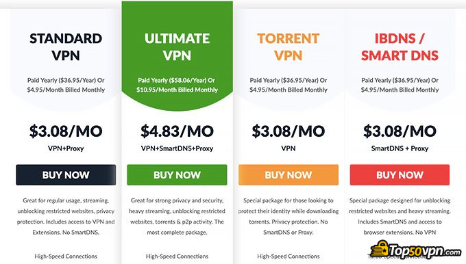 ibVPN review: pricing plan options.