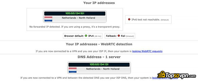 Mullvad review: IP leak test.