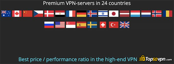 Perfect Privacy VPN review: available countries.