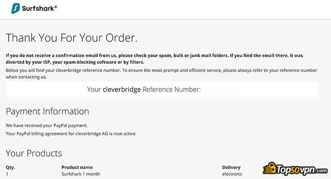 Surfshark review: payment information.