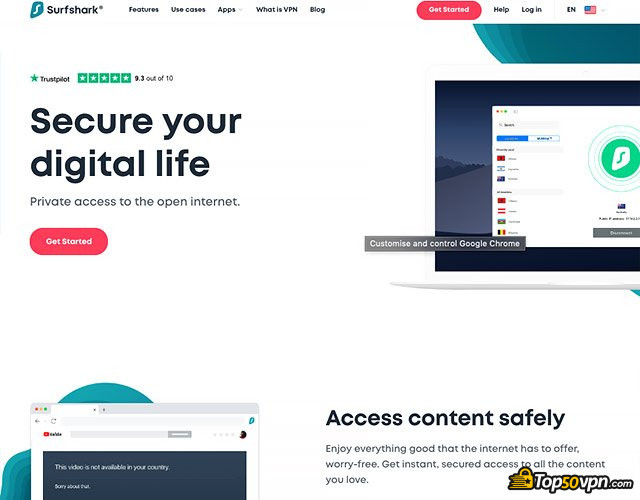 Surfshark VPN review: Surfshark front page. Surfshark VPN review: Surfshark front page.