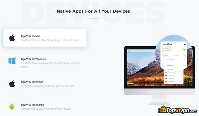 TigerVPN review: supported devices.