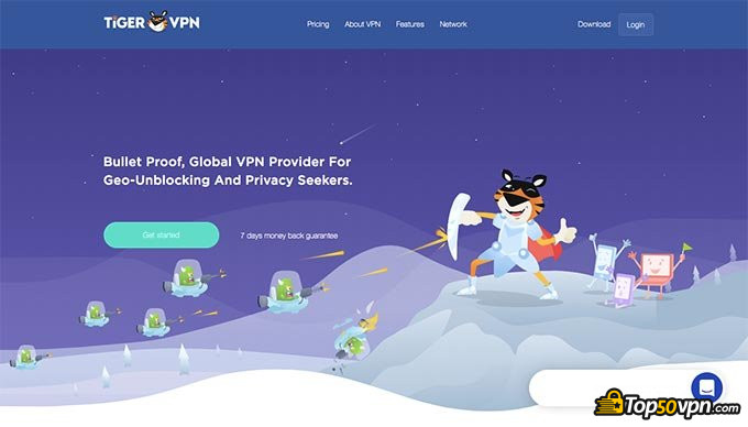 TigerVPN review: front page.
