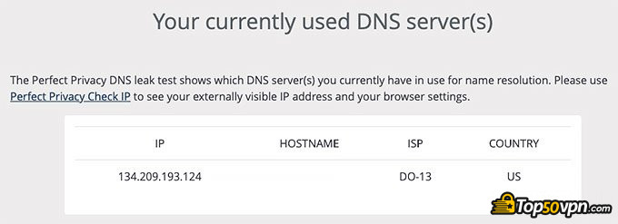 TunnelBear review: DNS leak test.