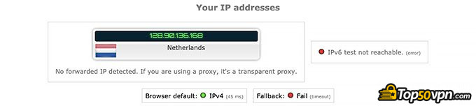 VyprVPN review: IP leak test.