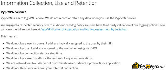 VyprVPN review: data logging policy.